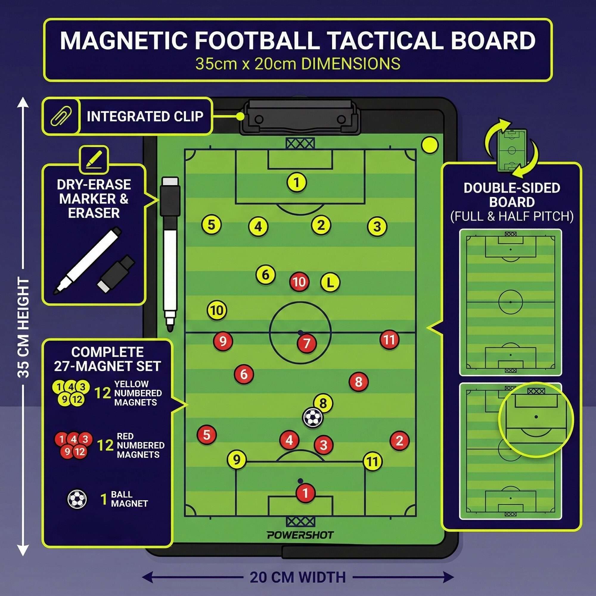 Image du produit : Magnetic tactical soccer sign - 35x20 cm