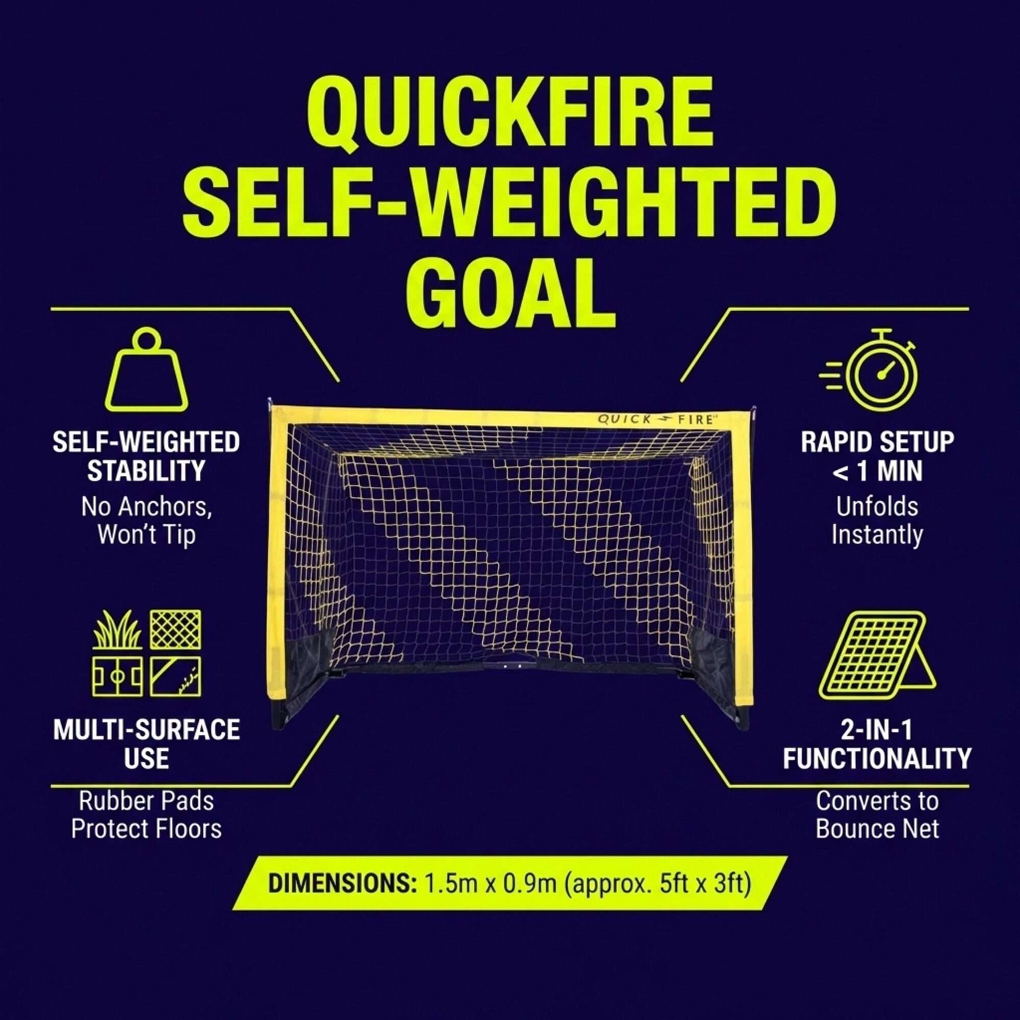 Image du produit : QuickFire Goal 3’ x 5’ - Self-weighted goal